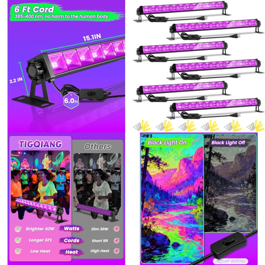 Party Supplies - Paket 4W LED Black Light Bar,