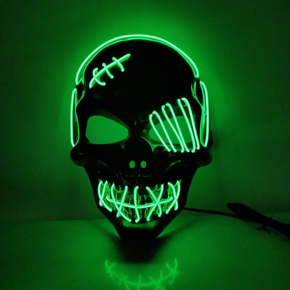 Led Purge Mask Halloween - Topeng Tengkorak Halloween Gothic Bercahaya PP