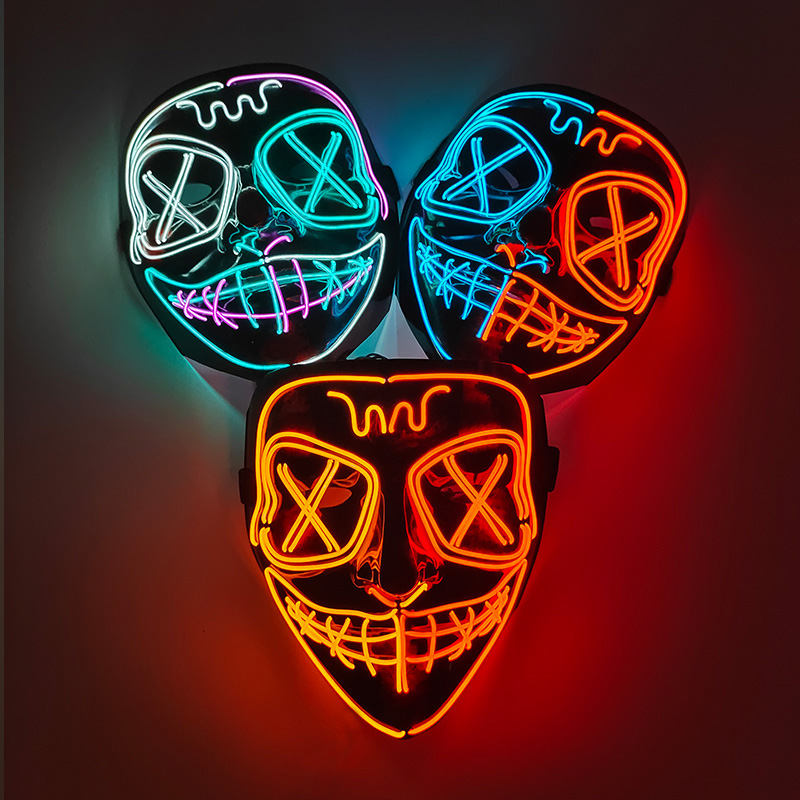 Led Purge Mask Halloween - Topeng LED menyala nirkabel EL Neon
