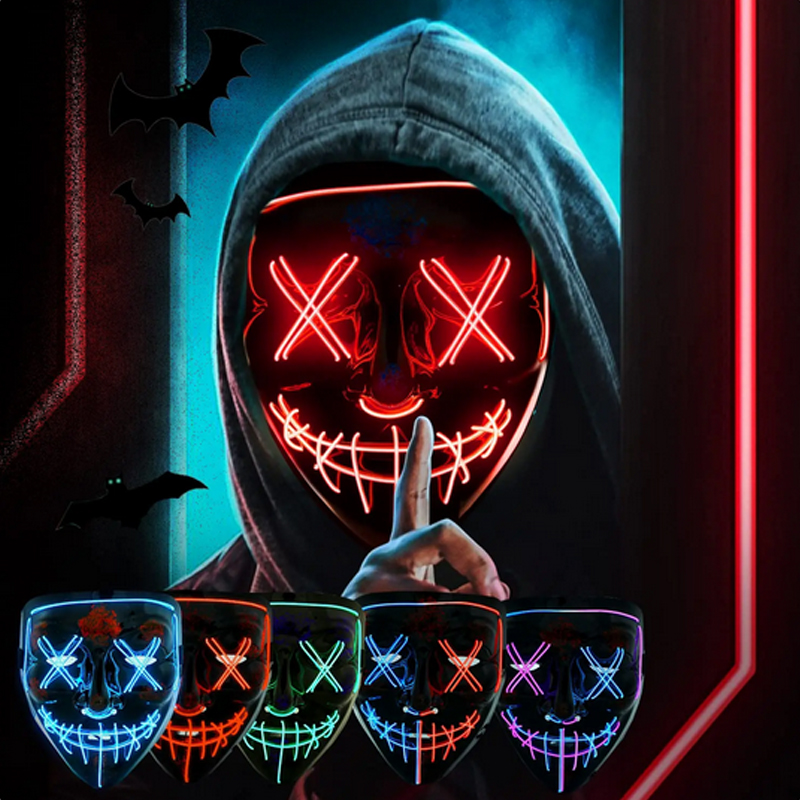 Led Purge Mask Halloween - Topeng Vendetta Halloween Menyeramkan, Topeng Hacker