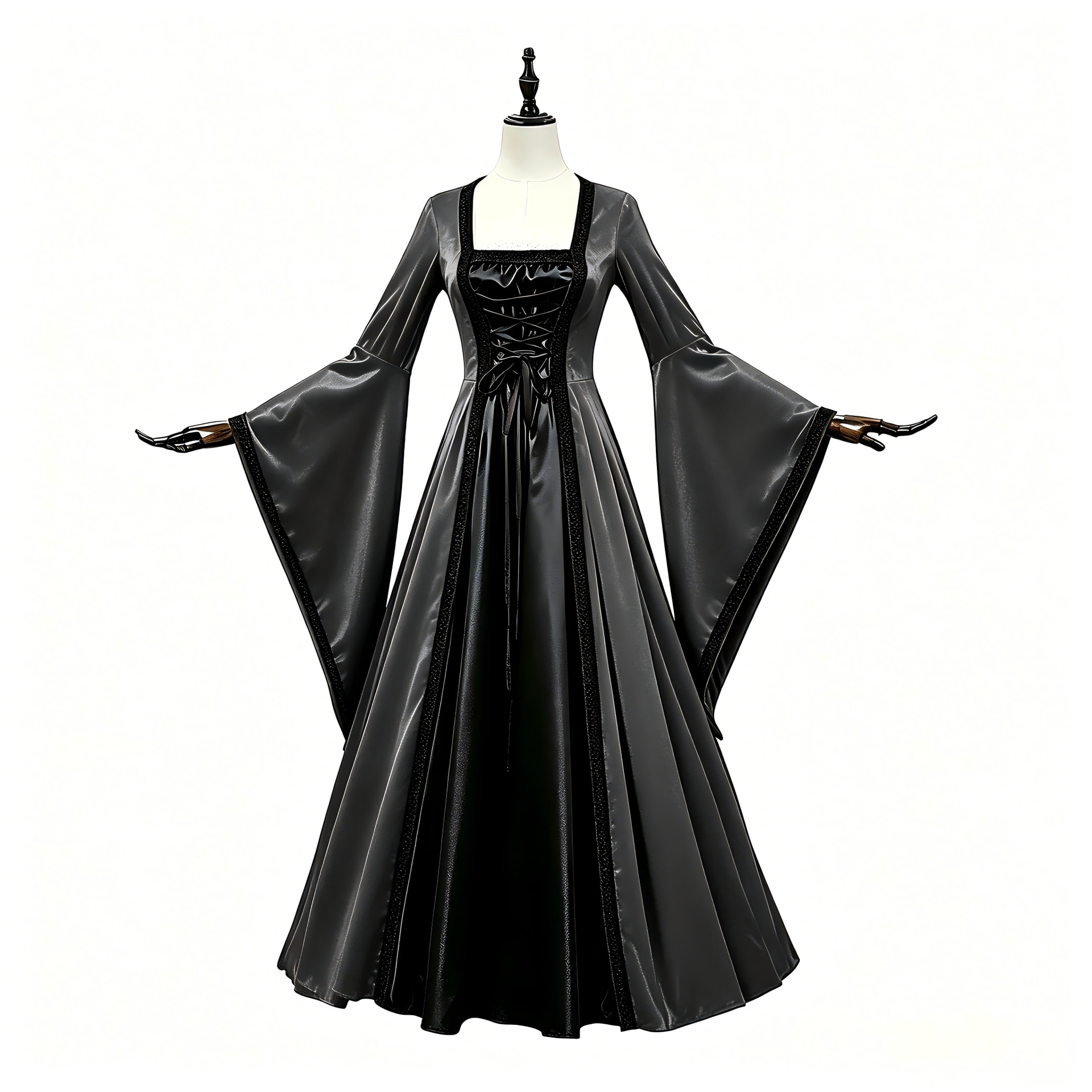 Medieval Renaissance Dress Women - Kostum cosplay gaun korset vintage Halloween,