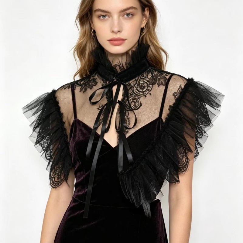 Costumes - Selendang Kerah Palsu Tulle Berenda Gaya