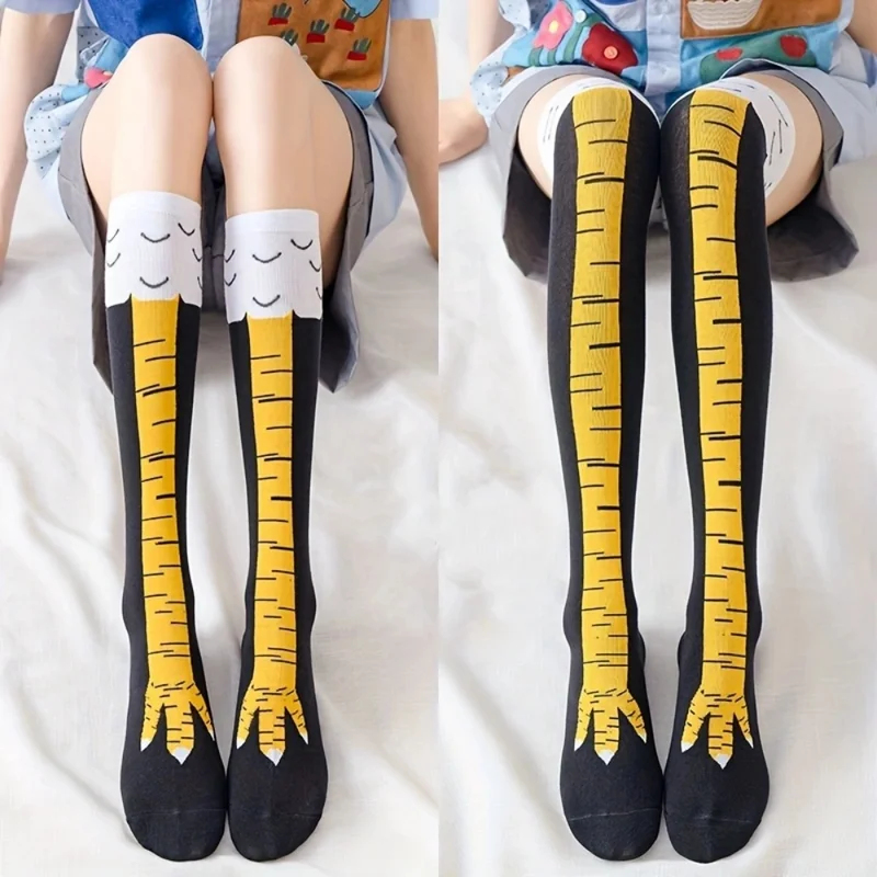 Funny Chicken Leg Socks - 1/2 pasang Kaus Kaki Panjang Motif