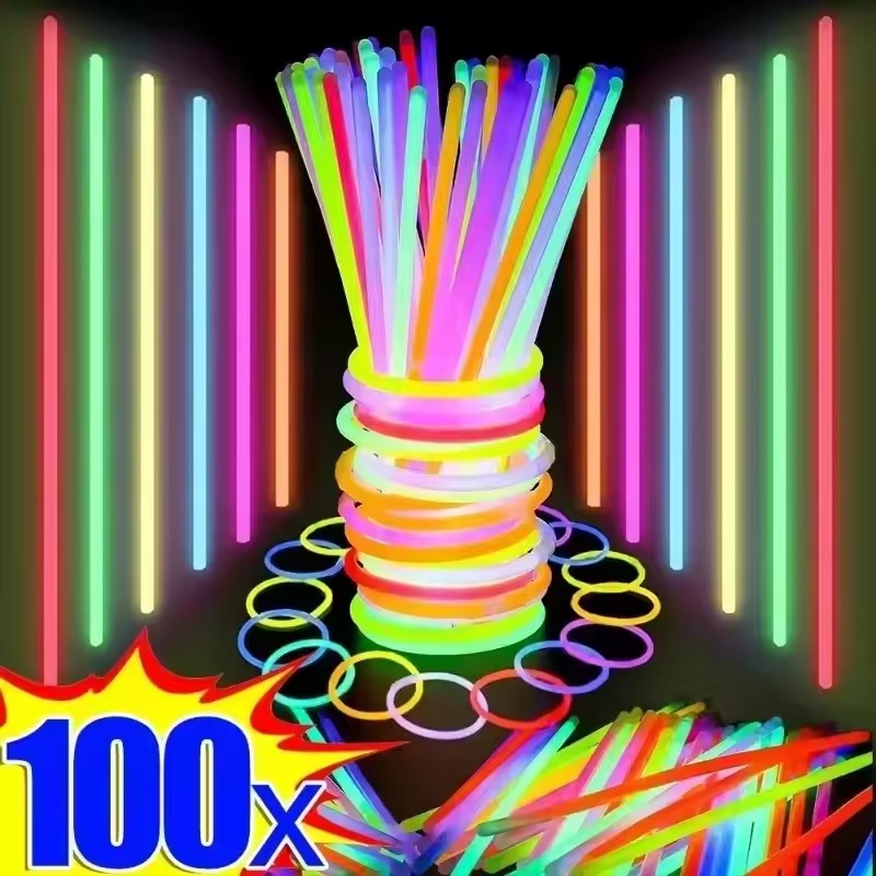 Glow In The Dark Party Glasses - 50/100 Buah Tongkat Fluoresensi Pesta Tongkat