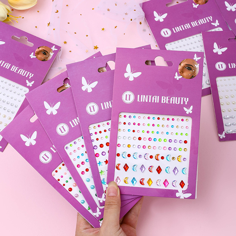 Party Supplies - Stiker Permata Wajah Laris Manis, Perekat