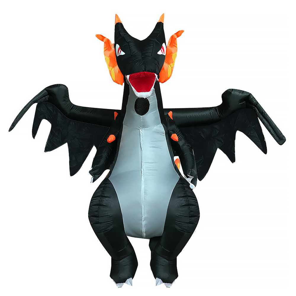 Inflatable Dinosaur Costume Adult - Kostum Cosplay Naga Pemadam Kebakaran Hitam