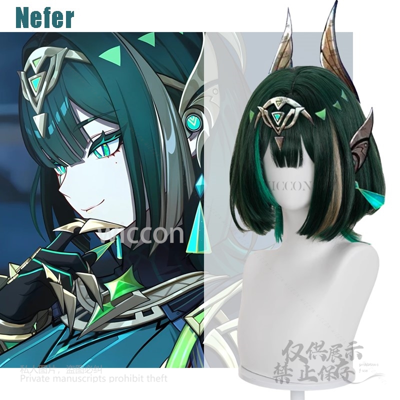 Anime Cosplay Wig Heat Resistant - Permainan Anime Genshin Impact Baru Nefer