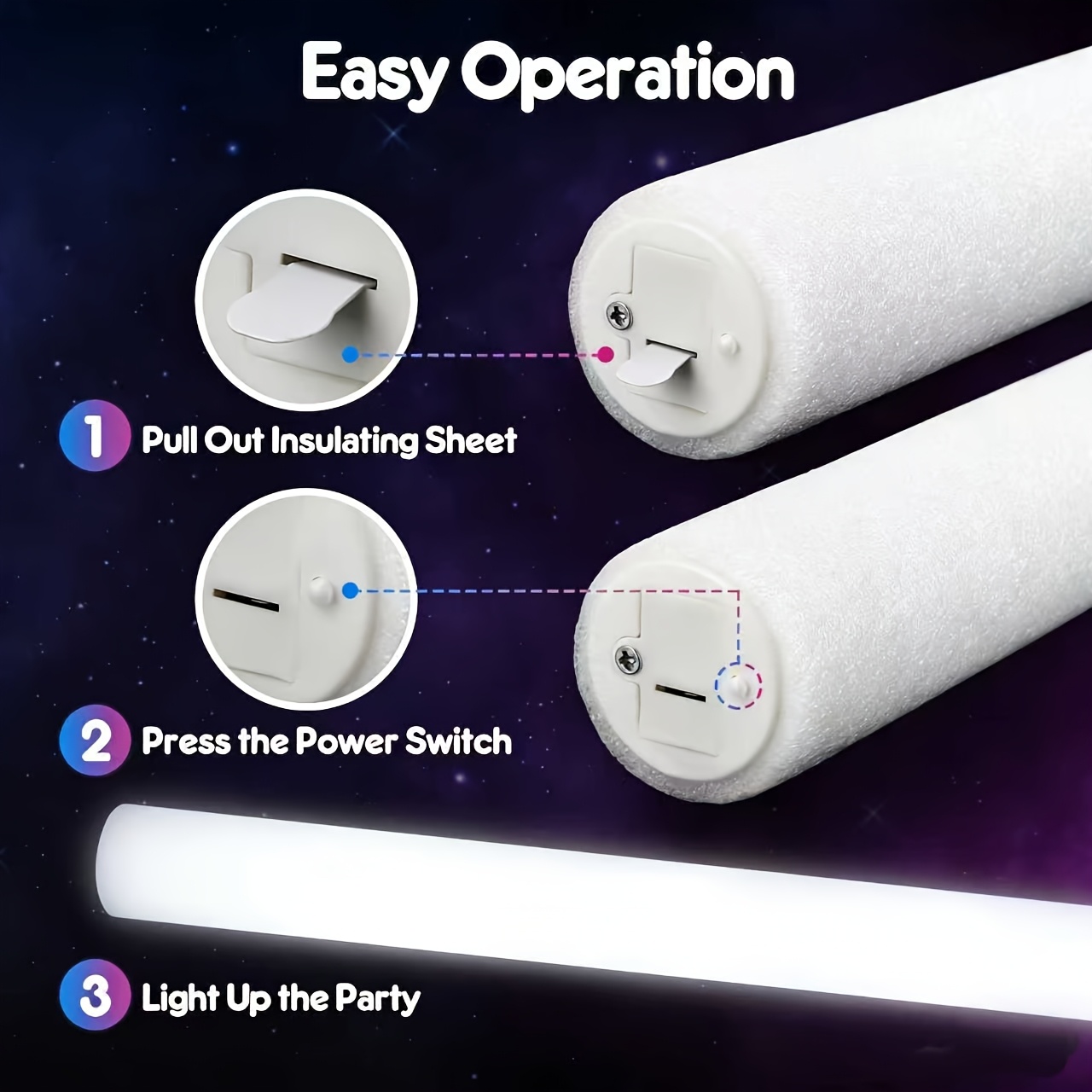 20/30 Buah Stik Cahaya Busa Pu - Flashing Led Foam Sticks Party ulasan dan harga