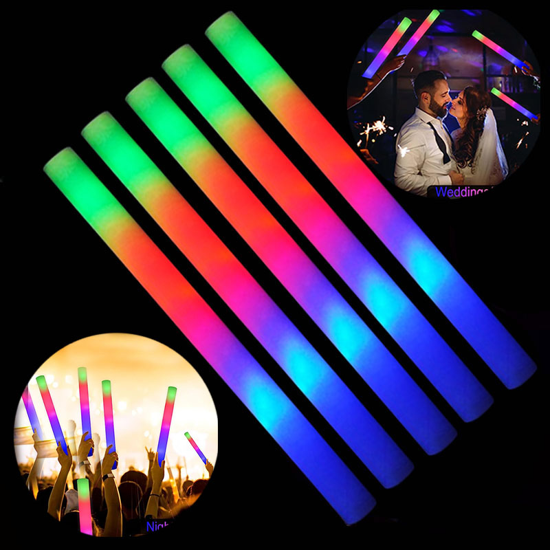 Tongkat cahaya LED, 30/60 buah - Flashing Led Foam Sticks Party ulasan dan harga