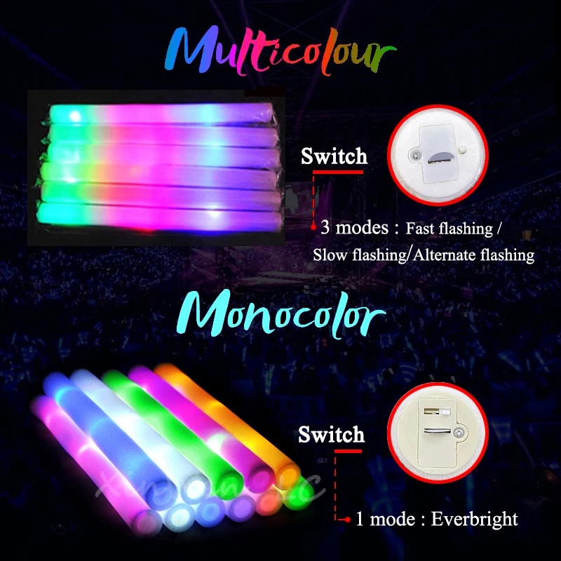 1/15/30 Buah Tongkat Cahaya Bu - Flashing Led Foam Sticks Party ulasan dan harga
