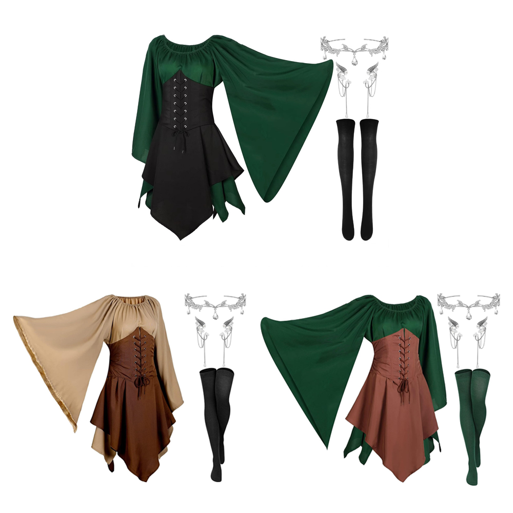 Kostum Cosplay Elf Abad Perten - Medieval Renaissance Dress Women ulasan dan harga
