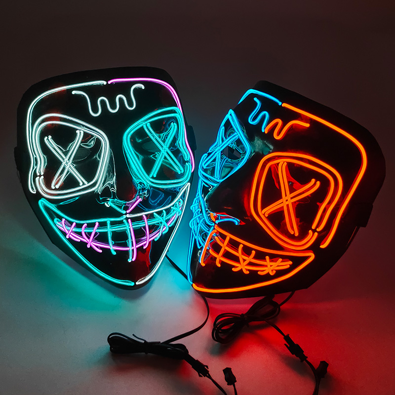 Topeng LED menyala nirkabel EL - Led Purge Mask Halloween ulasan dan harga
