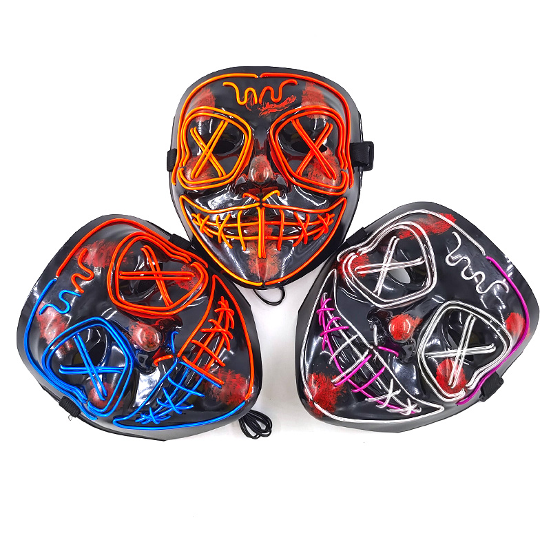 Topeng LED menyala nirkabel EL - Led Purge Mask Halloween ulasan dan harga