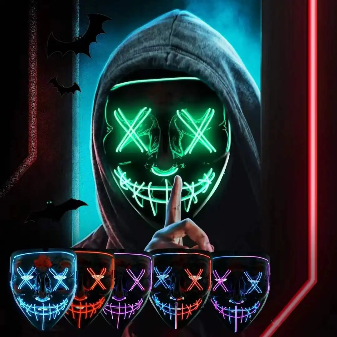 Topeng bersinar menakutkan nir - Led Purge Mask Halloween ulasan dan harga