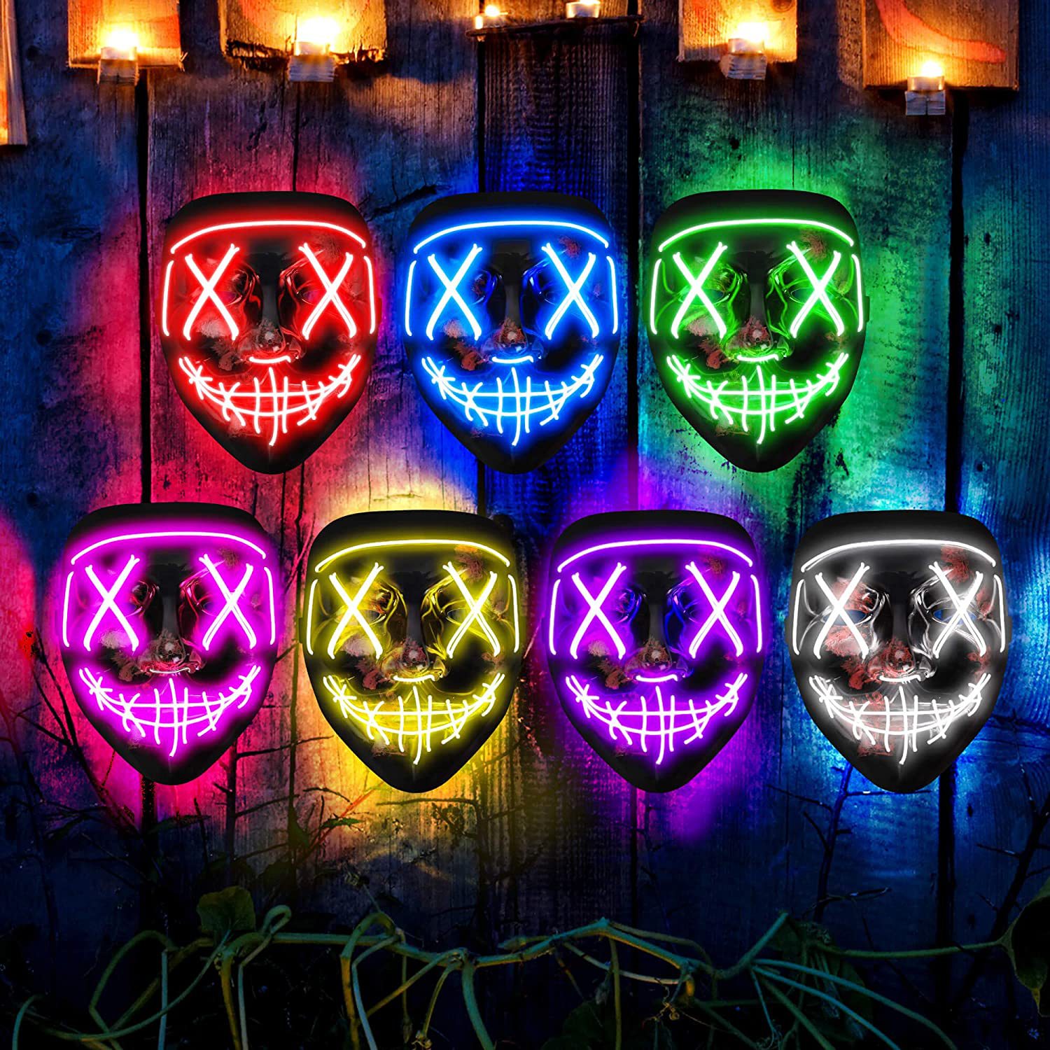 Topeng bersinar menakutkan nir - Led Purge Mask Halloween ulasan dan harga