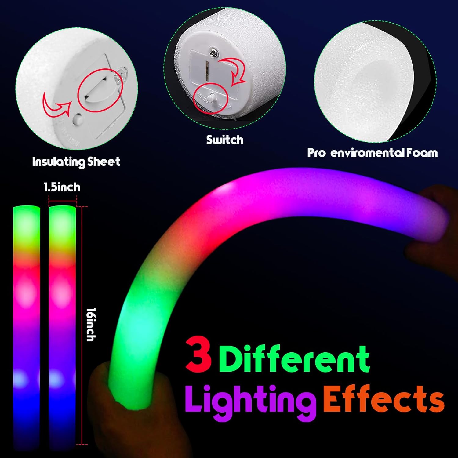 Tongkat menyala dalam gelap, p - Flashing Led Foam Sticks Party ulasan dan harga