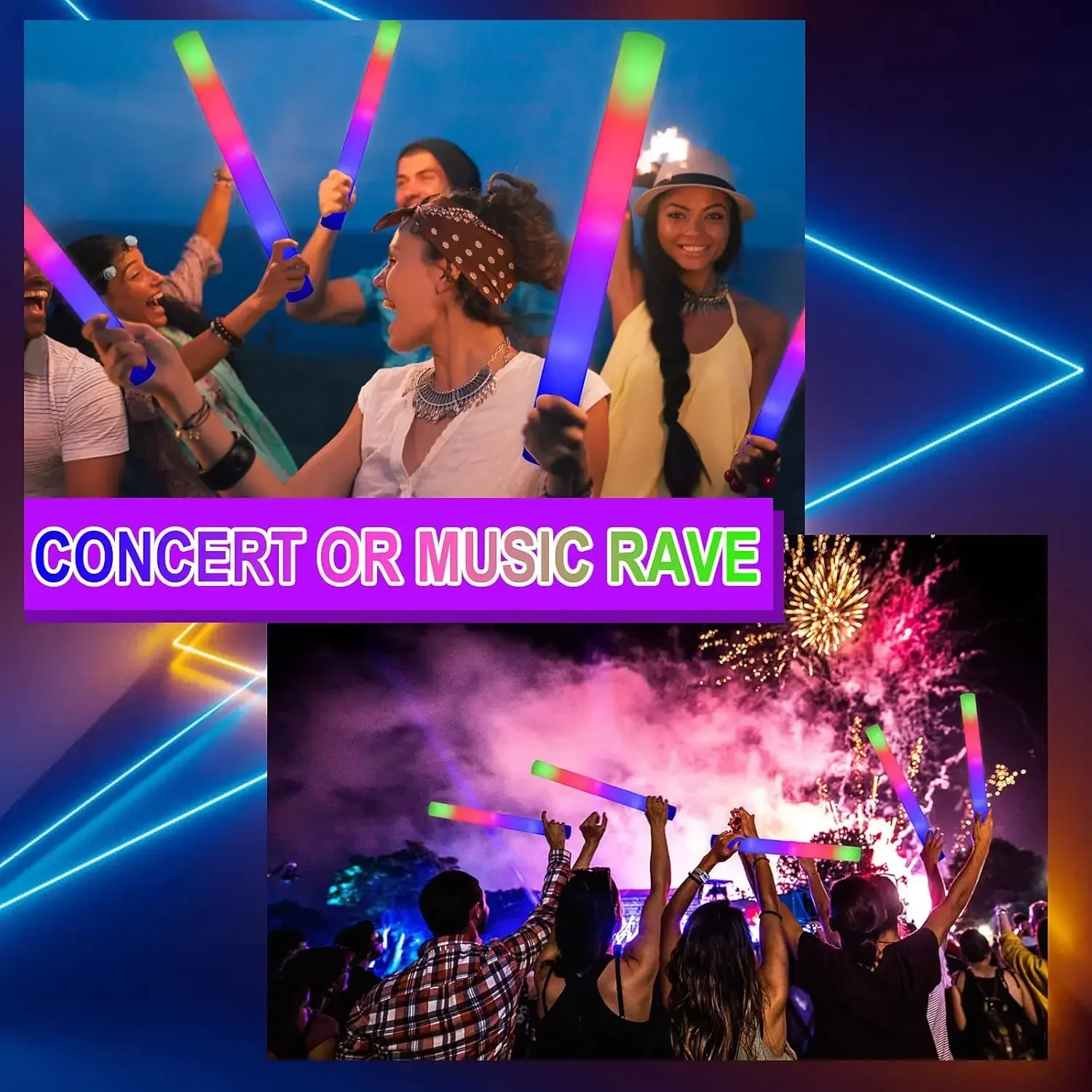 50PCS Tongkat Busa LED Bercaha - Flashing Led Foam Sticks Party ulasan dan harga