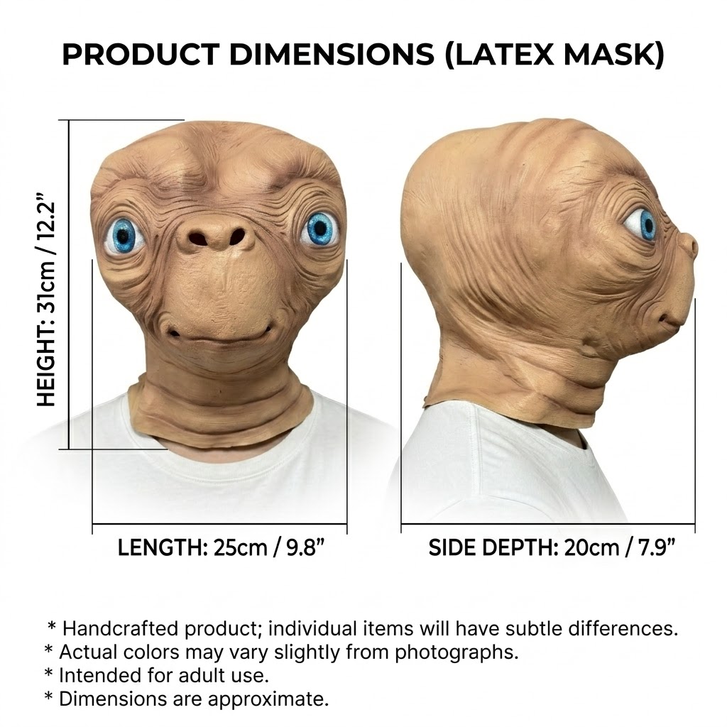 Topeng Lateks Alien E.T. untuk - Latex Alien Mask Realistic ulasan dan harga
