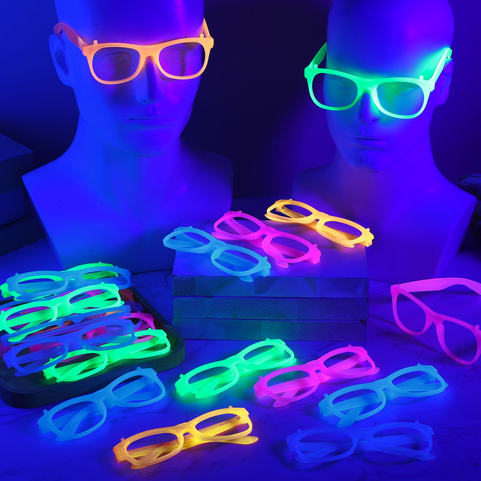 2/12 buah Kacamata Neon Menyal - Glow In The Dark Party Glasses ulasan dan harga