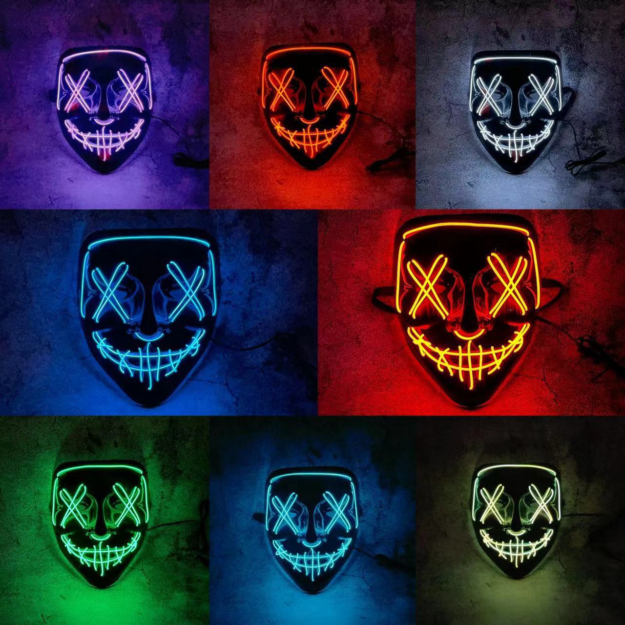 Topeng Neon LED Nirkabel Multi - Led Purge Mask Halloween ulasan dan harga