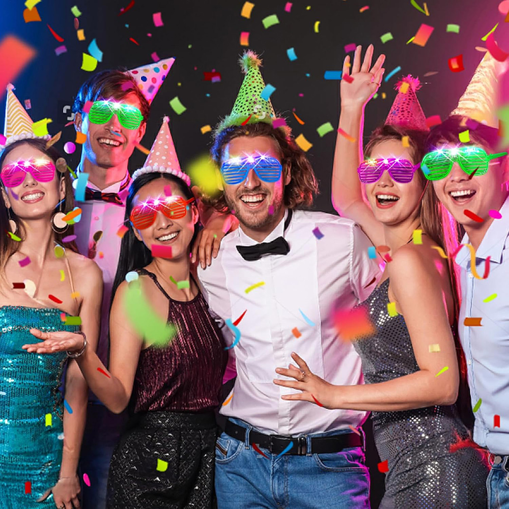 Kacamata LED 6 Warna Neon Meny - Glow In The Dark Party Glasses ulasan dan harga