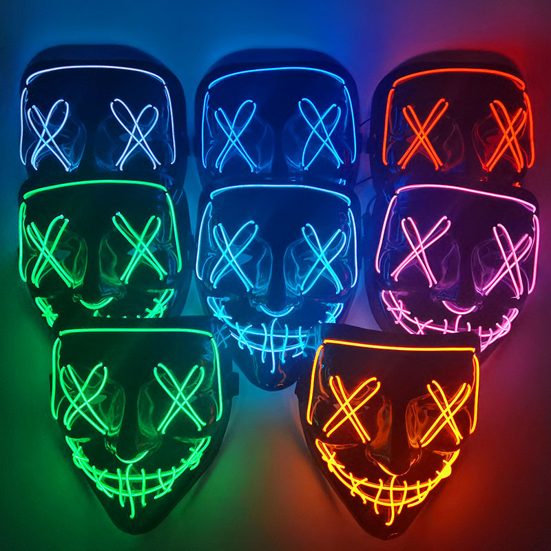 1P Topeng Wajah LED Pesta Tope - Led Purge Mask Halloween ulasan dan harga