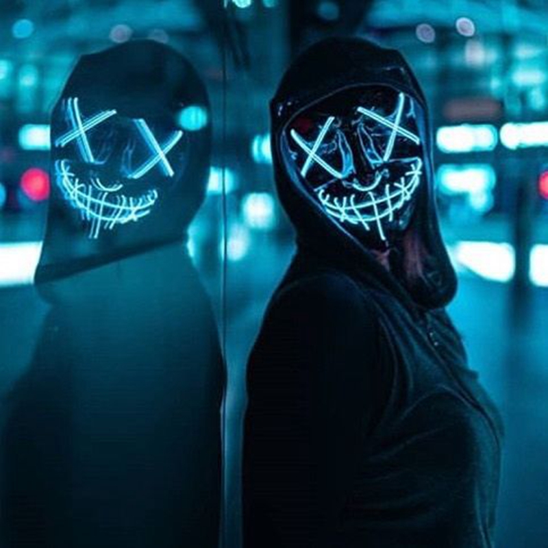 1P Topeng Wajah LED Pesta Tope - Led Purge Mask Halloween ulasan dan harga